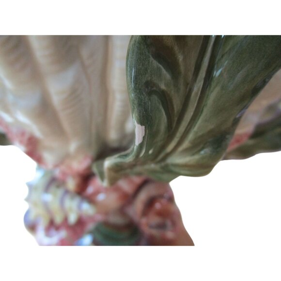 Vintage Fitz & Floyd Oceana Shell Centerpiece Bowl Y2K Retired GUC Small Chips - Picture 8 of 16